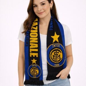 Blue and Black Inter Milan FC Knit Futbol Soccer Scarf